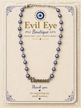 "Vanessa" Blue Evil Eye Name Necklace